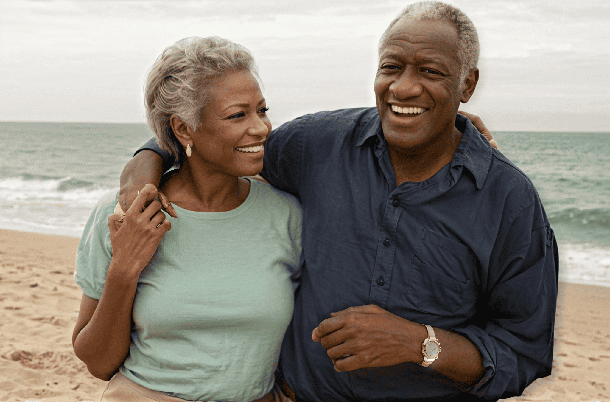 Elderly couple smiling at uplifting day center